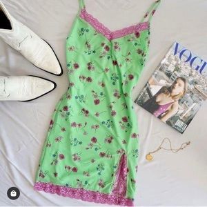 Princess Polly Motel Coti Lace Trim Floral Print Mini Slip Dress
